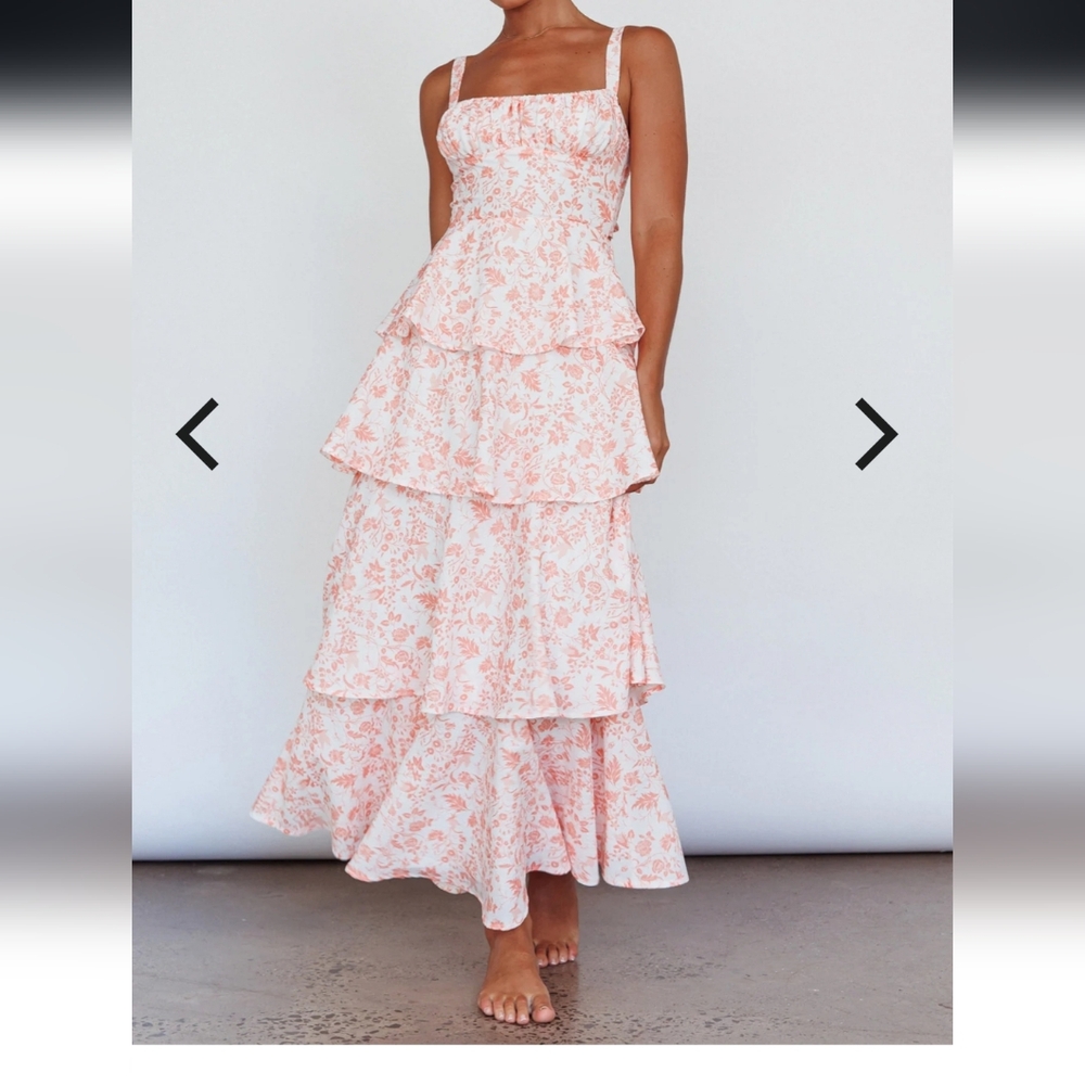 Mika & Gala Floral Orange Tiered Dress